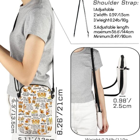 Adorable Corgi Print Mini Crossbody Bag - Lightweight & Versatile - Picture 3 of 7